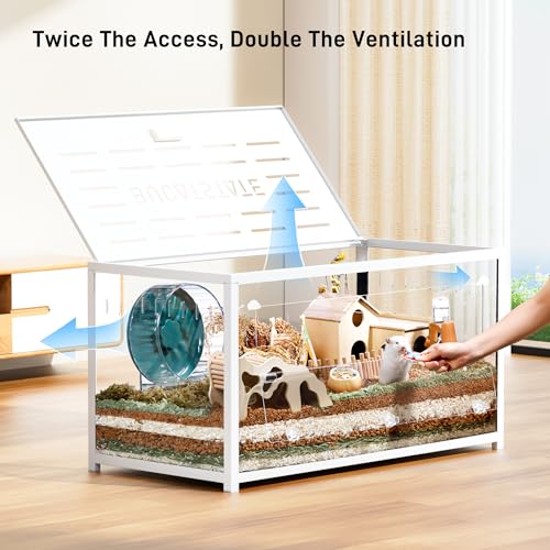 BUCATSTATE Hamsterkäfig Metall 2,0 - Kleintierlebensräume Groß Stapelbar mit Doppeltür 100L x 50W x 52,5H cm für Zwerghamster, Nager, Mäuse (0,5m², Weiß)