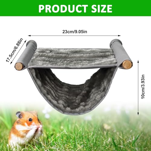 YingBiao Rat Hammock, Rat Cage Accessories, 2 Layers Hamster Hammock for Cage Guinea Pig Hanging Plush Warm Bed Pet Hideout Swing Toy Accessories for Ferret Chinchilla Parrot Playing Sleeping (Grey) - Image 4