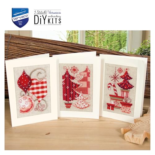 Image of Vervaco Greeting Card kit Christmas Motifs Set of 3