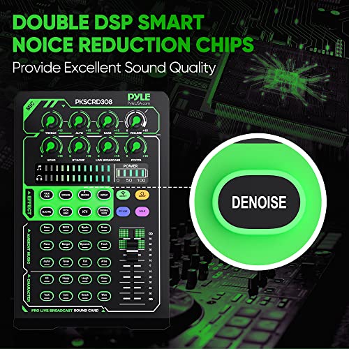 Pyle Portable Bluetooth Live Broadcast Sound Card Pro Audio Interface Dj Mixer Condenser W/Microphone Set, For Streaming Podcasts Studio, Recording Pc, Gaming, Phone, W/Fx, Ambient Sounds - Pkscrd308 #TOP1