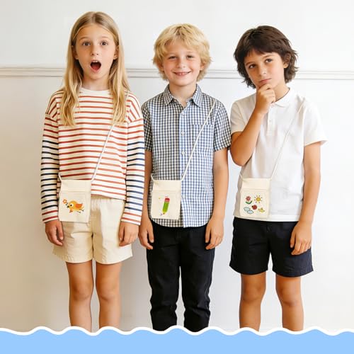 Vexnaro 12 Stück Brustbeutel, Stoffbeutel zum Bemalen 17 x 13 cm Beige, Blanko Kleine Stofftaschen zum Bemalen mit Reißverschluss für Kinder, Schule, Feier, Party und Kindergeburtstag (12)