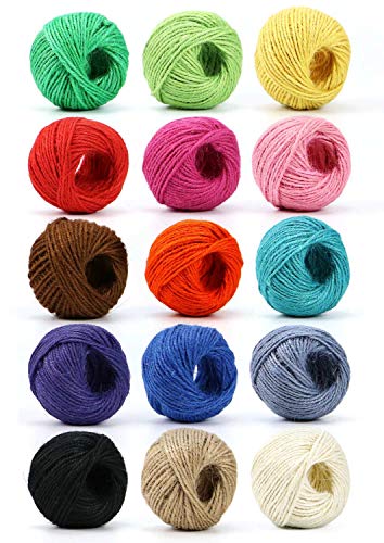 HULISEN Jute Twine, 15 Roll Natural Jute String, 1230 Feet (410 Yards) 2mm