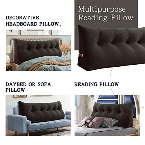 Vercart Large Headboard Pillow Wedge Bed Rest Reading Pillow Daybed Pillows Triangular Headboard Wedge Pillows Bolster Gap Filler Triangle Back Cushion Long Wedge Pillow Velvet Coffee California King #TOP5