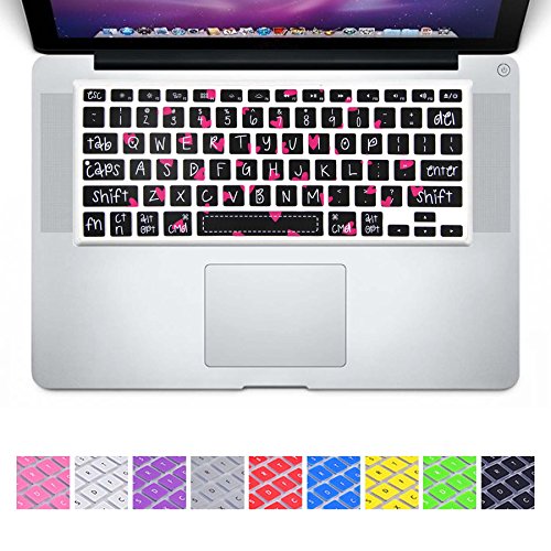 DHZ Rose Hear with Big Font Black Keyboard Cover Skin for MacBook Air 13 and MacBook Pro 13