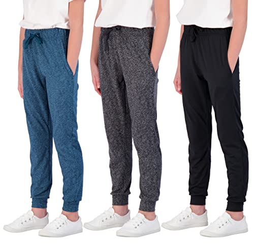3 Pack:girls Lounge Joggers Soft Athletic Track Warmup Casual Sweatpants Clothes Little Sports Pajama Kids Clothing Youth Children Sweats Big Teen Running Elastic Pants Basketball-Set 7, L (14) #TOP28