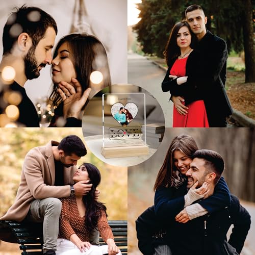Image of Giftplease Customized Photo Frame with Wooden Stand | Transparent | Personalized Couple Picture Frame Gift for Girlfriend, Boyfriend, Husband, Wife |Anniversary, Wedding, Valentine s Day C 05