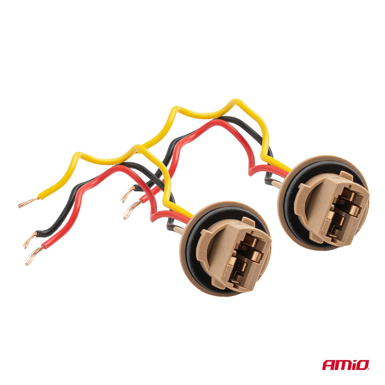 AMIO Portalampada T20 per Lampadine W21/5W WY21/5W W3x16q 7443, 12V, Compatibile con LED e Alogene, Confezione da 2 Pezzi
