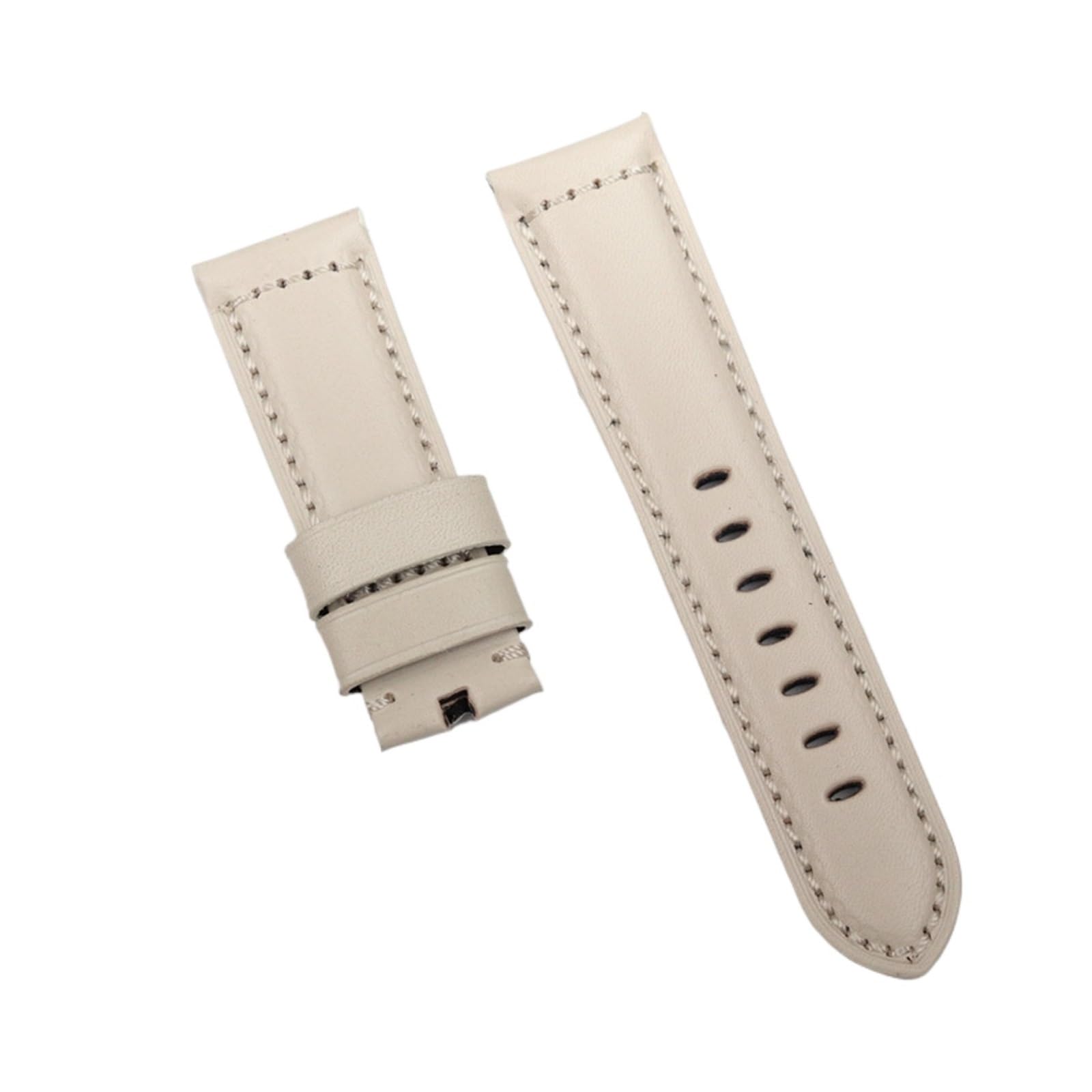 Run Ken Bracelet de montre beige 22 mm 24 mm en cuir véritable de remplacement compatible avec les bracelets