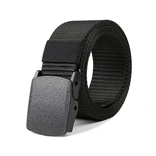 Nylon Belts for Men,1.5inch Tactical Military Belt Breathable Slide Buckle Canvas Web Belt Adjustable Outdoor Casual, Black