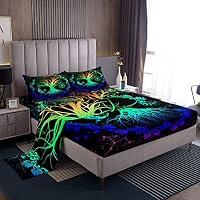 Peopleareok Set Biancheria Da Letto Matrimoniale 5 Pezzi - Motivo Sole E Luna Giallo Per Ragazzi E Bambini, Piumone Con Federe E Lenzuola, Microfibra Stampata 3D