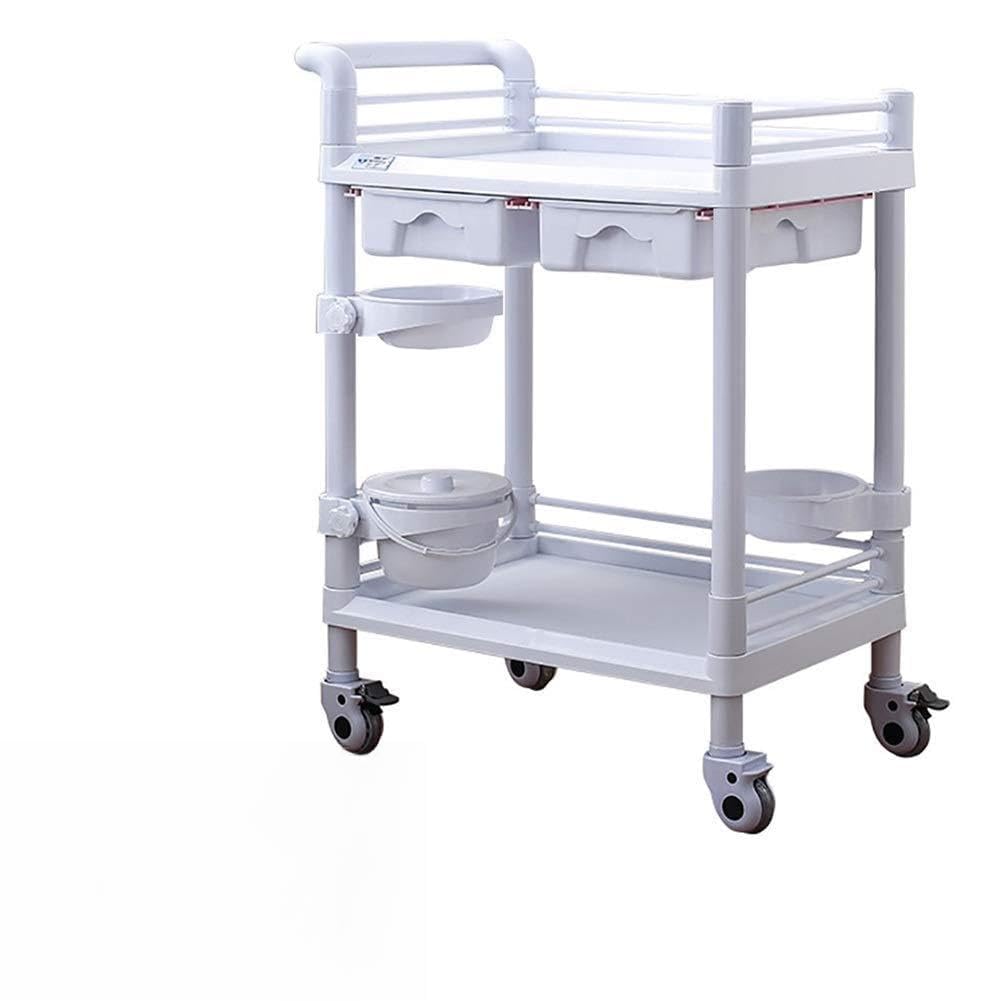 Ruchome Wózki Ręczne Wózek Do Serwowania Domowego Wózek Do Salonu Piękności Z 2 Szufladami, Wózek Na Kółkach Na Instrumenty, Używany Do Stomatologii, Kliniki,/2-Tiers/L