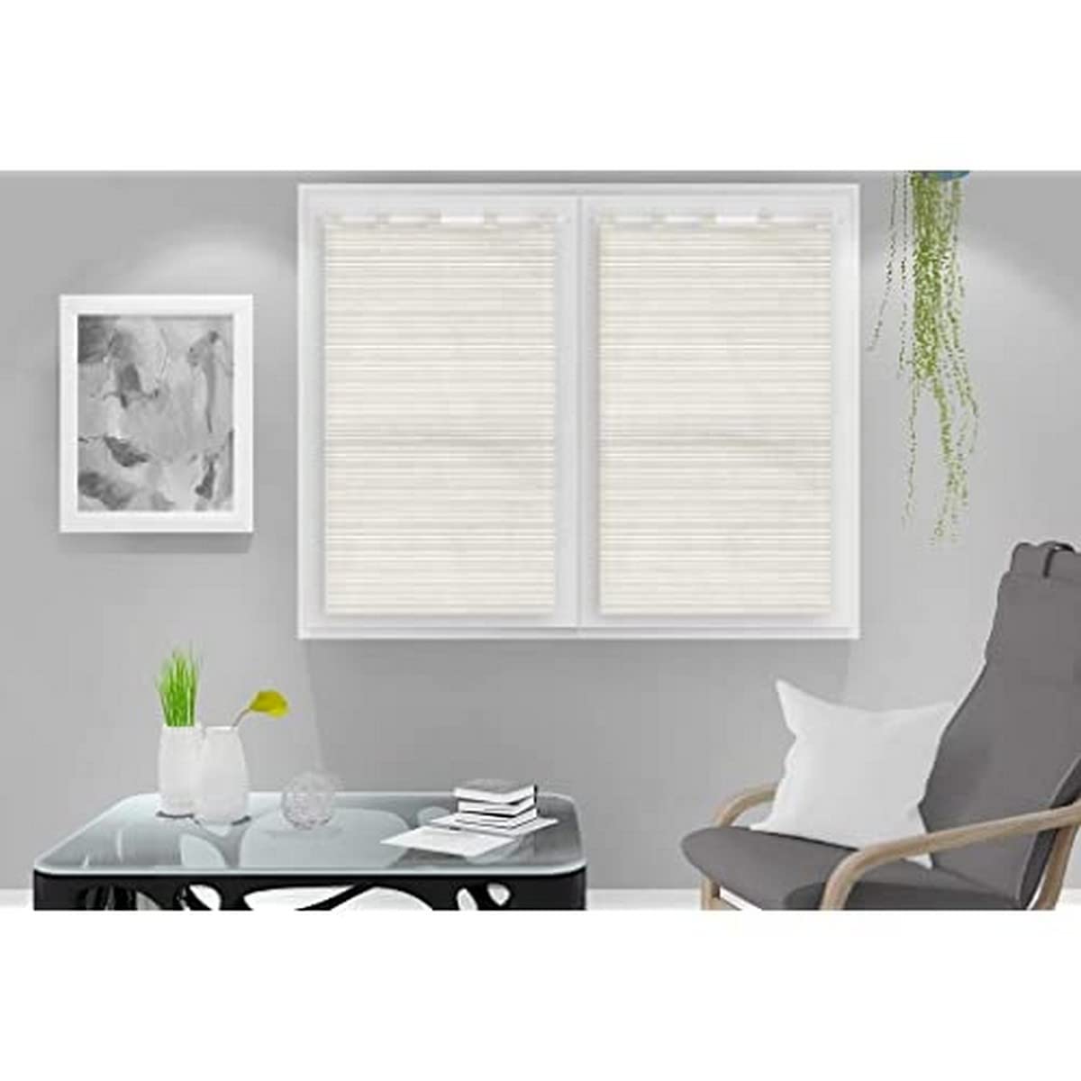Soleil d'ocre Lina Half Curtain, Polycotton, White, 60 x 120 cm, W 23.6" x L 47.2" (1 Panels)