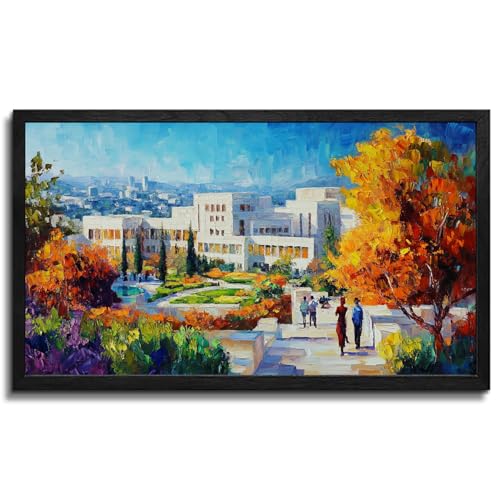 LA Getty Center Autumn Canvas Wall Art Framed Los Angeles Themed Painting LA Scenic Landmark Wall Art