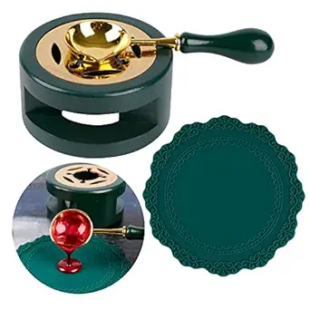 LSYGXYZ Wax Seal Kit Wax Seal Furnace with Wax Seal Spoon and Wax Seal Silicone Pad for Melting Wax Seal Beads or Sealing Wax Sticks, Green