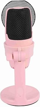 USB Condenser Microphone with RGB Light, Cardioid PC Condenser Mic for Gaming Studio Recording Live Streaming, Plug and Play USB Mic with Pop Filter for Win Mac Android (Pink)