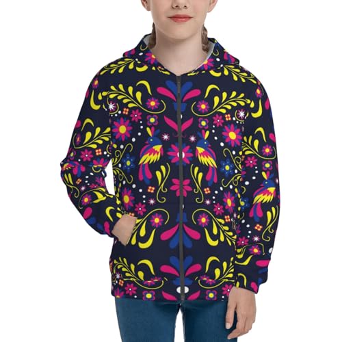 Colorful Mexican Kids Pullover Hoodies Boys Zip Up Sweatshirts Girls Athletic Clothes with Pocket3