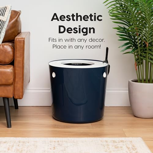 image for IRIS USA Cat Litter Box, Top Entry Litter Box with Scoop, Stylish Roun