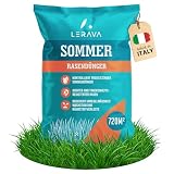 LERAVA Rasendünger Sommer - Langzeitdünger - wassersparender Anti-Stress-Rasendünger für heiße Sommertage - Ideal beim Einsatz von Mährobotern - 700m²
