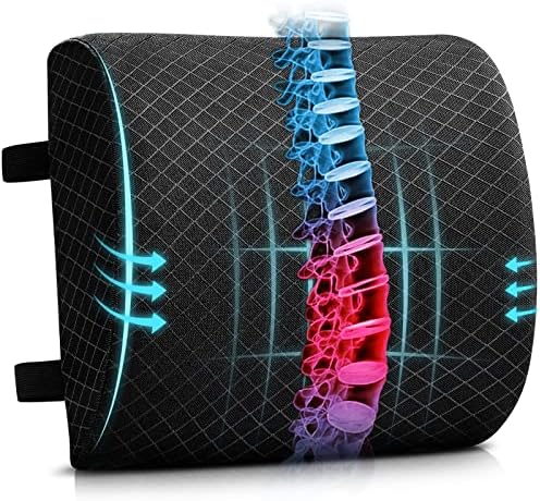 Lumbar Support Pillow for Office Chair,Back Support Pillow for Car/Computer/Gaming Chair,Recliner Memory Foam Back Cushion with 2 Adjustable Straps,Improve Posture