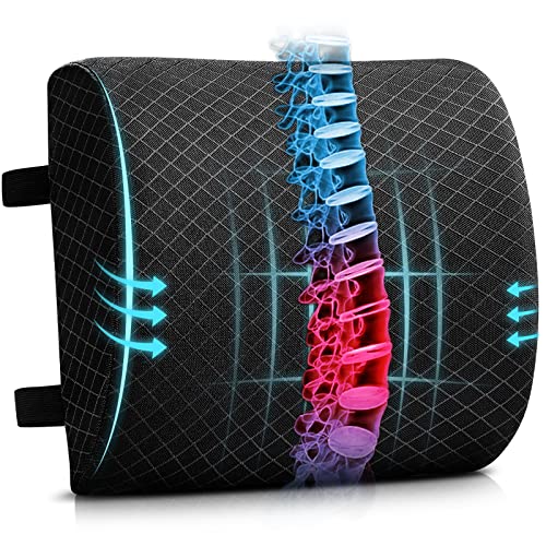Lumbar Support Pillow For Office Chair,Back Support Pillow For Car/Computer/Gaming Chair,Recliner Memory Foam Back Cushion With 2 Adjustable Straps,Improve Posture #TOP4