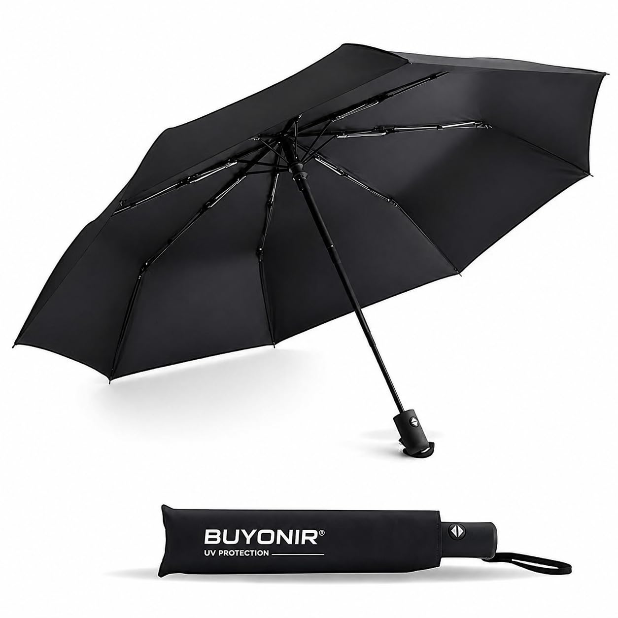 Buyonir 3-Fold Auto Open & Close Umbrella | 210T Pongee | UPF 50+ UV & Rain Protection | Windproof 8 Fibreglass Ribs | Large Canopy | Lightweight Travel Umbrella for Men & Women-picture-17