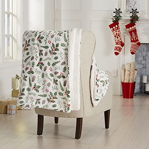 Great Bay Home Soft Velvet Plush and Sherpa Fleece 50" x 60" Holiday Throw Blanket | Christmas Throw for Sofa and Bed | Cozy & Warm Plush Throw Blanket | Holiday Blankets and Throws Eve Collection