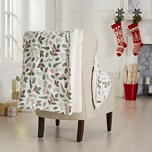 Great Bay Home Soft Velvet Plush And Sherpa Fleece 50" X 60" Holiday Throw Blanket | Christmas Throw For Sofa And Bed | Cozy & Warm Plush Throw Blanket | Holiday Blankets And Throws Eve Collection #TOP3