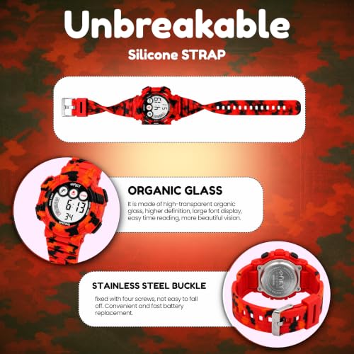 Image of SPIKY Round Digital Sports Watch for Kids | Military, Camouflage Design | Multifunctional & Luminous Display | 30M Water Resistant | Best Birthday Gift Wrist Watches for Boys & Girls | Age 2-12 Years
