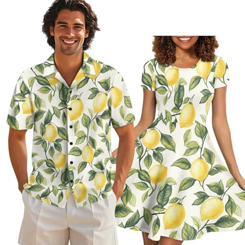 Image of AFPANQZ Couple Matching Outfit Casual Men's Button Down Shirt or Short Sleeve Summer Sundresses Dresses for Women 2026