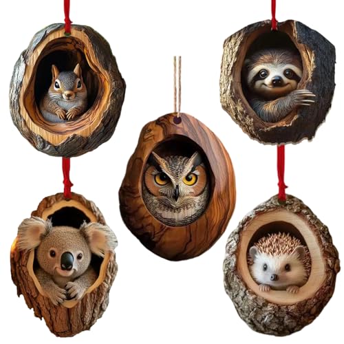 5 Pack Christmas Tree Ornaments, Animal Christmas Ornaments For Pet Lovers, Animals Stacked Ornament Hanging Gift Decorations for Christmas Tree (Animal)