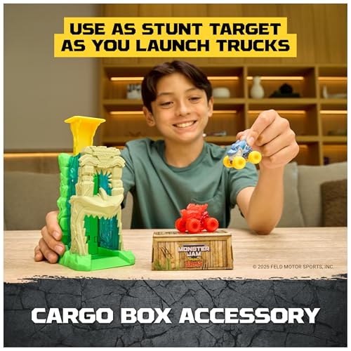 Image of Monster Jam Mini Jams Megalodon Jungle Blaster Launcher Playset | Includes 2 Mini Trucks & Launcher, Launch Rapid-Fire Action, Stores up to 5 Mini Trucks, Toys for Ages 3 and Up