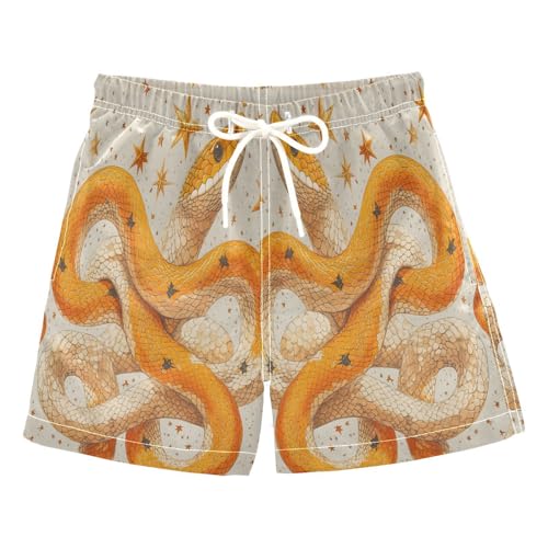 Jucciaco Boys Beach Board Shorts Snake Star Cool Orange Quick Dry Swim Trunk Swimwear for Kids