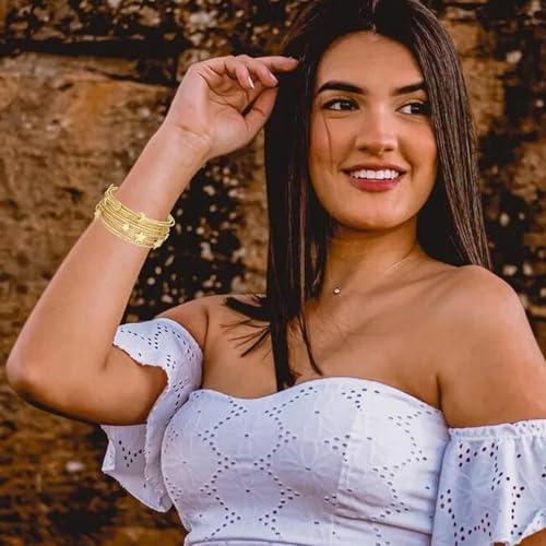 HIIXHC Bangle Bracelets for Women - 16Pcs Moon and Star Bracelets Multi Layered Stackable Bracelets Jewelry for Women Gift4