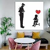 Cadre sur toile Banksy Police et Girl Fashion Lifestyle - Imprimé en haute résolution HD - Prêt à accrocher avec kit de montage inclus - Mobilier et décoration artistique pour salon, bureau
