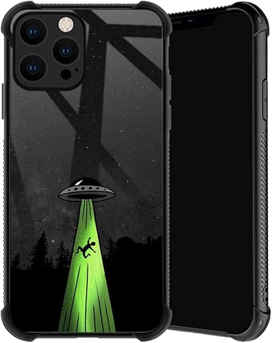 TnXee Funda compatible con iPhone 13 Pro Max, funda de Alien Ship 13 Pro Max para niños, marco de rosca antideslizante de TPU suave con cuatro