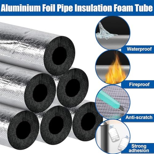 Tubo isolante autoadesivo in schiuma, multiuso, per conservazione del calore e protezione dal gelo, per tubi invernali da 16-114 mm, irrigatori e scaldabagni (22 mm x 40 mm x 95 cm)