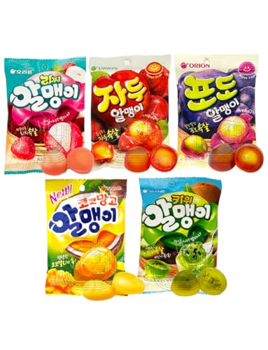 [5 PACK]Fruit Peelable Candy - 4D peelable Gummies, 11.8 oz Rich 5 Fruits Flavored Jelly Fruit Peelable Candy - Soft Texture 4D peelable Gummies Jelly Filled Gummies, Gluten Free Korean Snacks, Sweet Crystal Fudge for Party Father's Day Gifts (5 Bags) Packed 오리온 한국 젤리