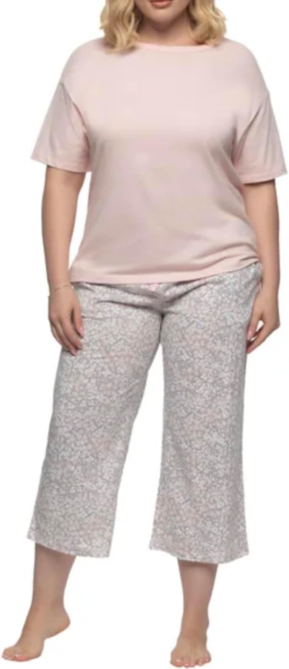 Felina Women's 4 Piece 100% Cotton Sleep Pajama Set, Tee, Tank, Short, and Capri Pant - Image 5