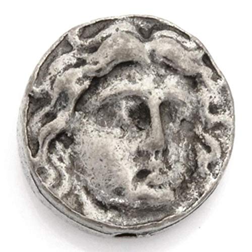 Tamara Scott DesignsPewter-12.5mm Coin Bead With Face-Antique Silver-Quantity 1
