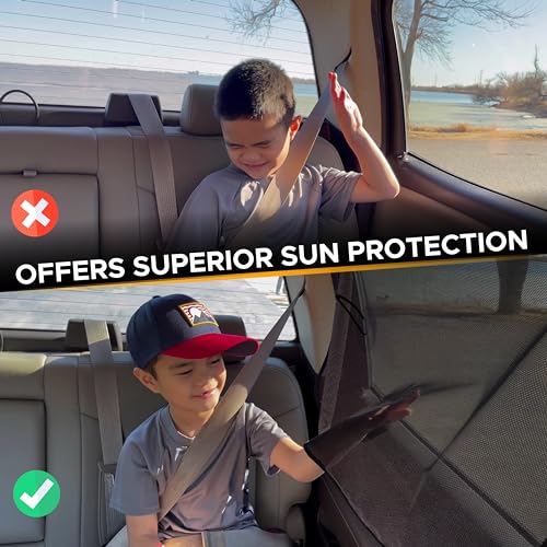 EcoNour Magnetic Car Sun Shade Side Window (2 Pack) | Rear Window Sun Shade, Blocks Harmful UV Rays | Ensures Privacy Protection | Baby Travel Accessories | Magnetic Curtain for Baby and Kids