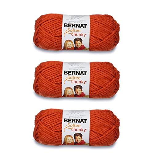 Image of Bernat Softee Chunky Pumpkin Yarn - 3 Pack of 100g /3.5oz - Acrylic - 6 Super Bulky - 108 Yards - Knitting /Crochet