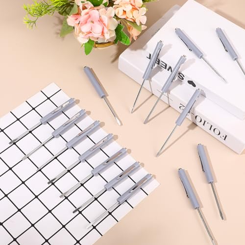 Image of Honoson 10 Pieces Pocket Screwdriver Mini Tops and Pocket Clips Magnetic Slotted Small Screw Driver with a Single Blade Head for Mechanical, Electrician(Gray)
