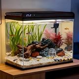 Coospider 20 Gallon Fish Tank, Glass Aquarium Starter Kit, with Ultra-Quiet Filter Pump, 3-Color LED Lights, Self-Cleaning Aquarium with Temp Monitoring for Betta Fish, Shrimp, Kids Gift Idea