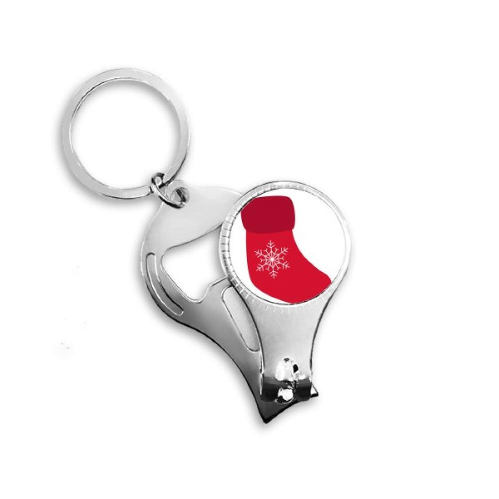 Chaussette Rouge Noël avec coupe-ongles décapsuleur pour vos soirées de fête