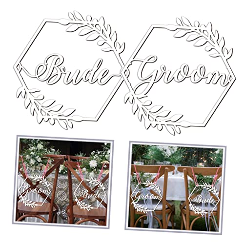 GOOHOCHY Wedding Chair Decorations Wooden Bride and Groom Chair Signs for Ceremony and Reception Rustic Country Wedding Party Supplies