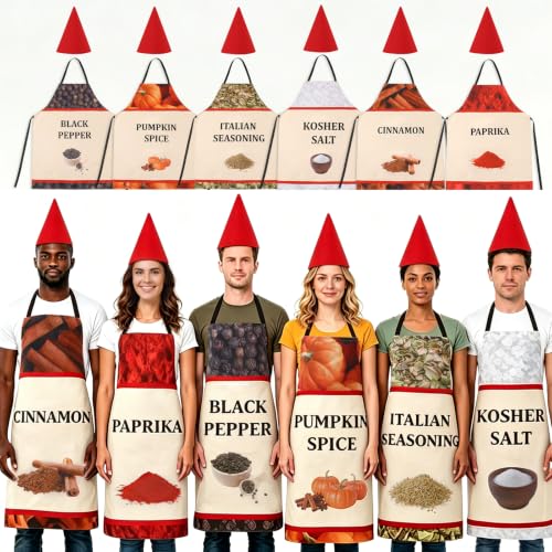 12 PCS Halloween Spice Condiments Costume for Group, Cosplay Apron and Hat - image 1