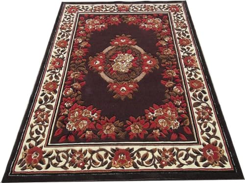 Image of Soft Premium Brown Carpet 5x7 ft - Washable, Anti-Skid, Fade-Resistant Acrylic Rug for Living Room, Hall, Bedroom, Modern Decor