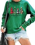 KIDDAD Merry Christmas Sweatshirt Shirt for Women Christmas Leopard Tree Graphic Long Sleeve Tees Bl