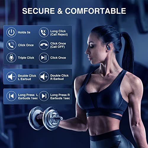 Wireless Earbuds With Earhooks,Bluetooth 5.1 Earbuds 48Hrs Working Time,Qtree 10Hrs Single Playtime Ipx7 Waterproof/Sweatproof Running Headphones,Over-Ear Hifi Stereo For Workout/Gym/Outdoor（Black） #TOP6