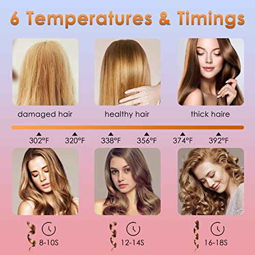 Automatic Curling Iron, Cordless Hair Curler, Wireless Rotating Hair Curler With 6 Temp & Timer Lcd Display Usb Rechargeable, Fast Heating & Auto Shut Off #TOP1